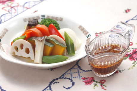 ゆずぽん酢のサラダドレッシング（中華風）　温野菜サラダ
